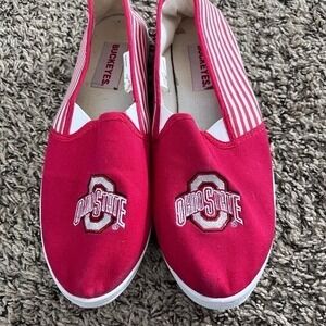 Ohio State Buckeyes Women's Script Canvas‎ Shoes Slide Slip On Flats OSU